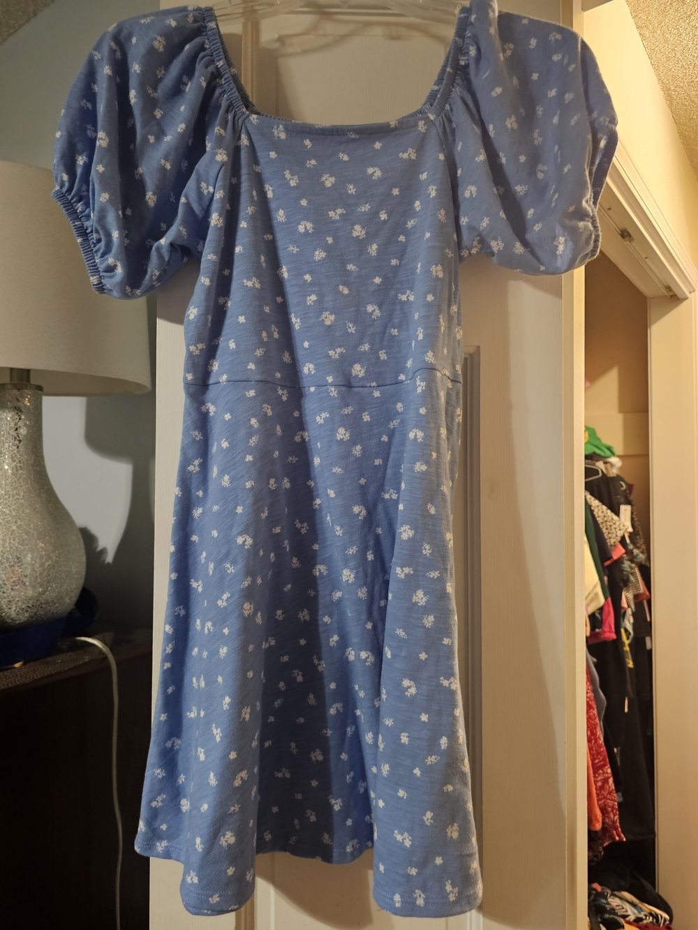 4/$25 SO Girls' Light Blue Floral Puff Sleeve Casual Dress